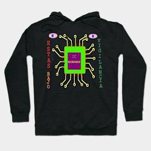 Spanish Under surveillance Illustration on Black Background Hoodie